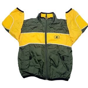 Vtg Starter Windbreaker Full Zip-Up Green Yellow Youth Size 4 Kids